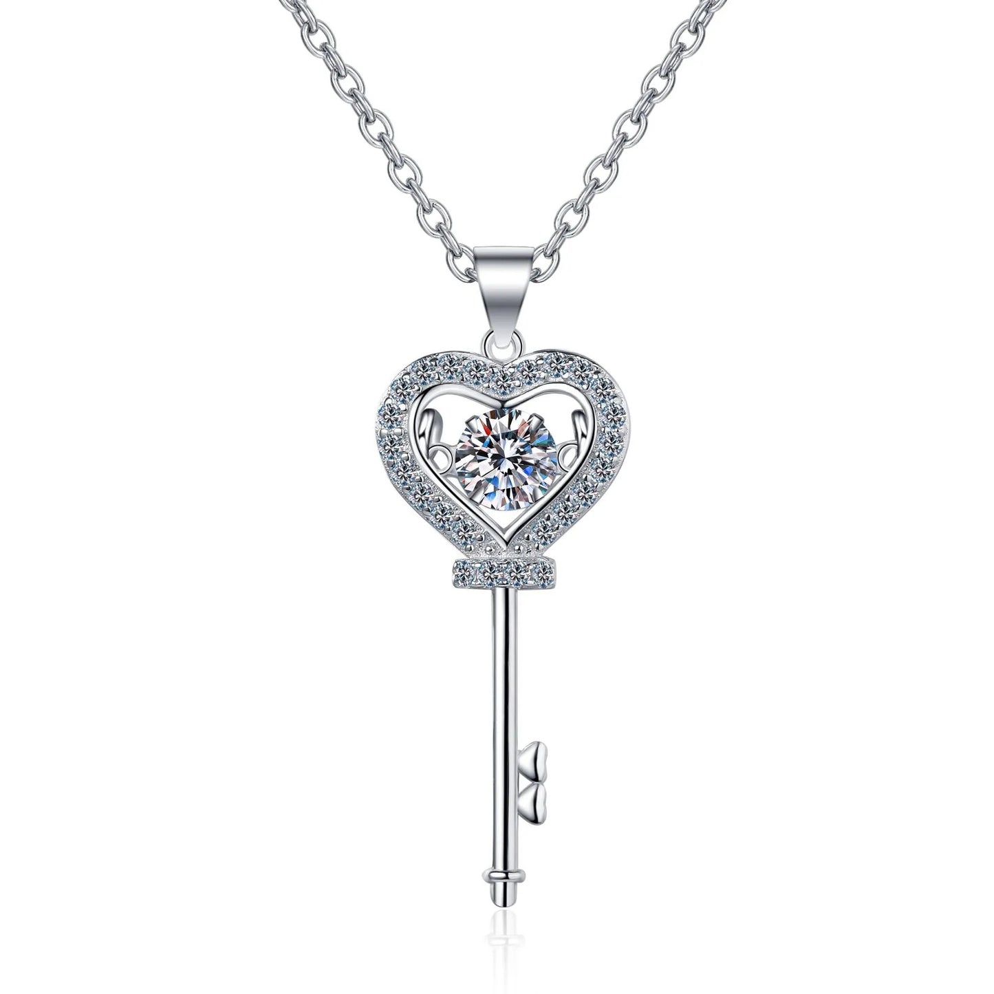 HeavenLea Key of Love: Divine Moissanite Heart Necklace