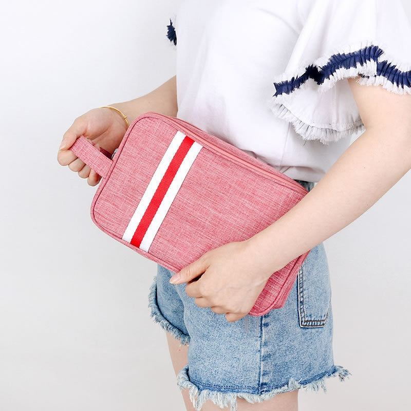 Striped Canvas Cosmetic Bag