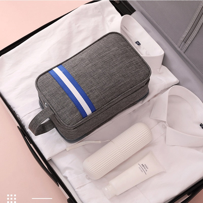 Striped Canvas Cosmetic Bag