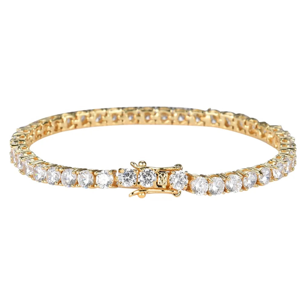 Dazzling Moissanite Tennis Bracelet - Elegance in 925 Sterling Silver Plated with 18K Gold
