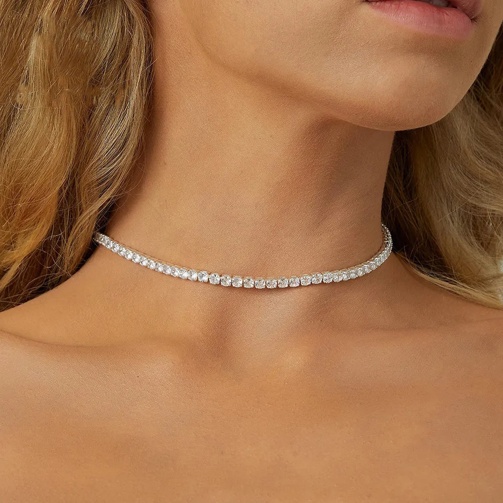 Anointed Grace 18K White Gold Tennis Necklace - High Carbon Diamond Elegance
