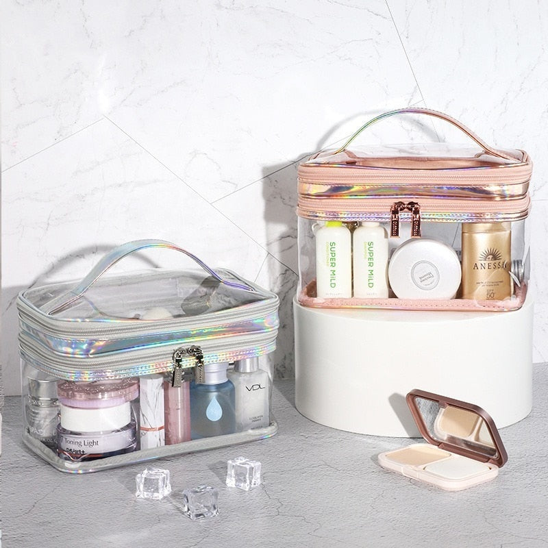 Clear Iridescence Two-Tier Beauty Bag