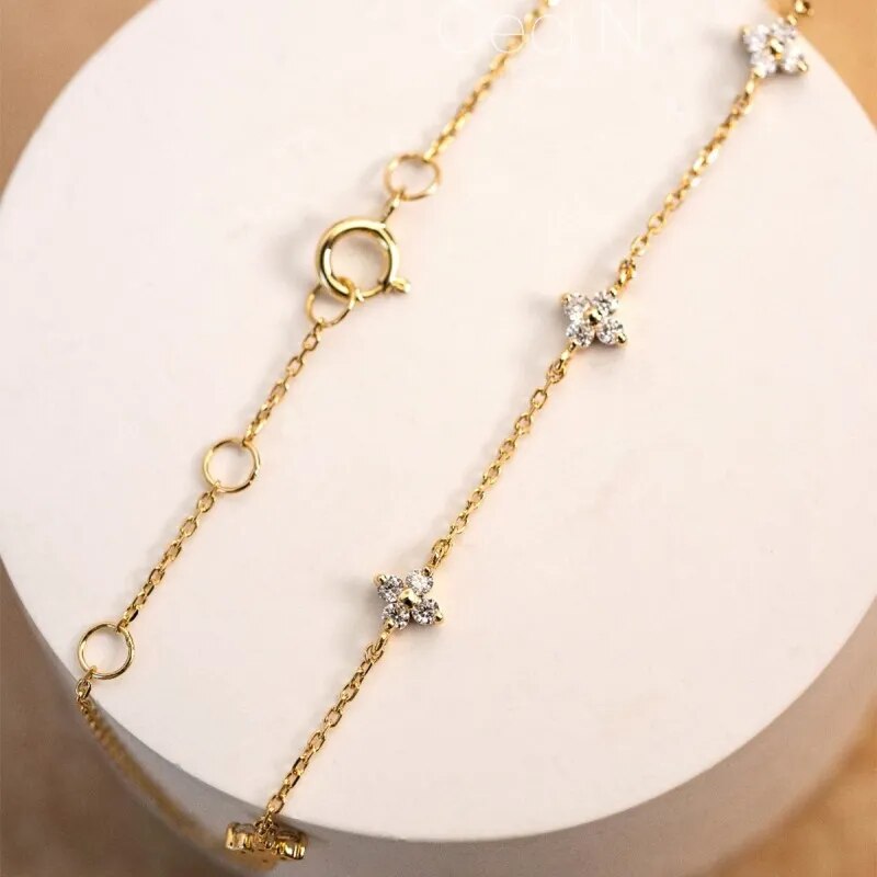 Divine Blossom Bracelet - 925 Sterling Silver & 18k Gold Zircon