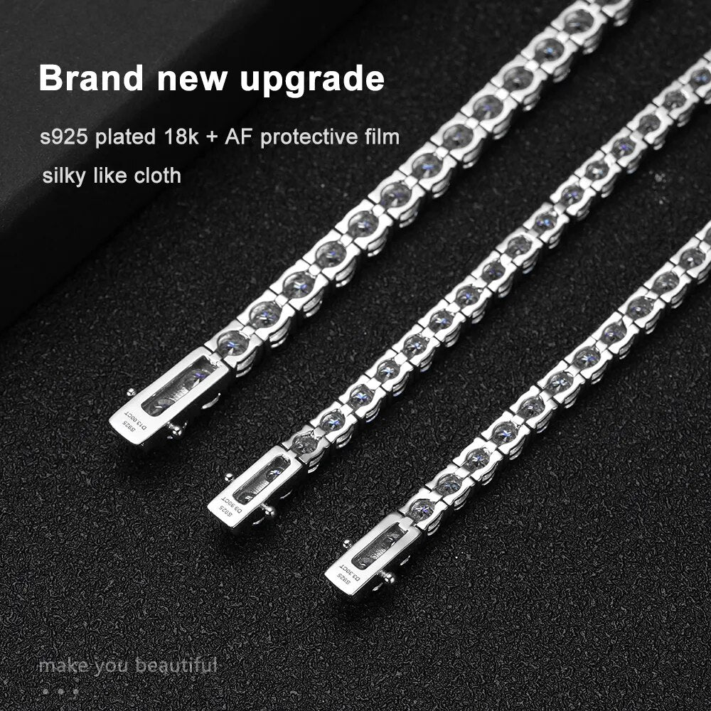 Dazzling Moissanite Tennis Bracelet - Elegance in 925 Sterling Silver Plated with 18K Gold