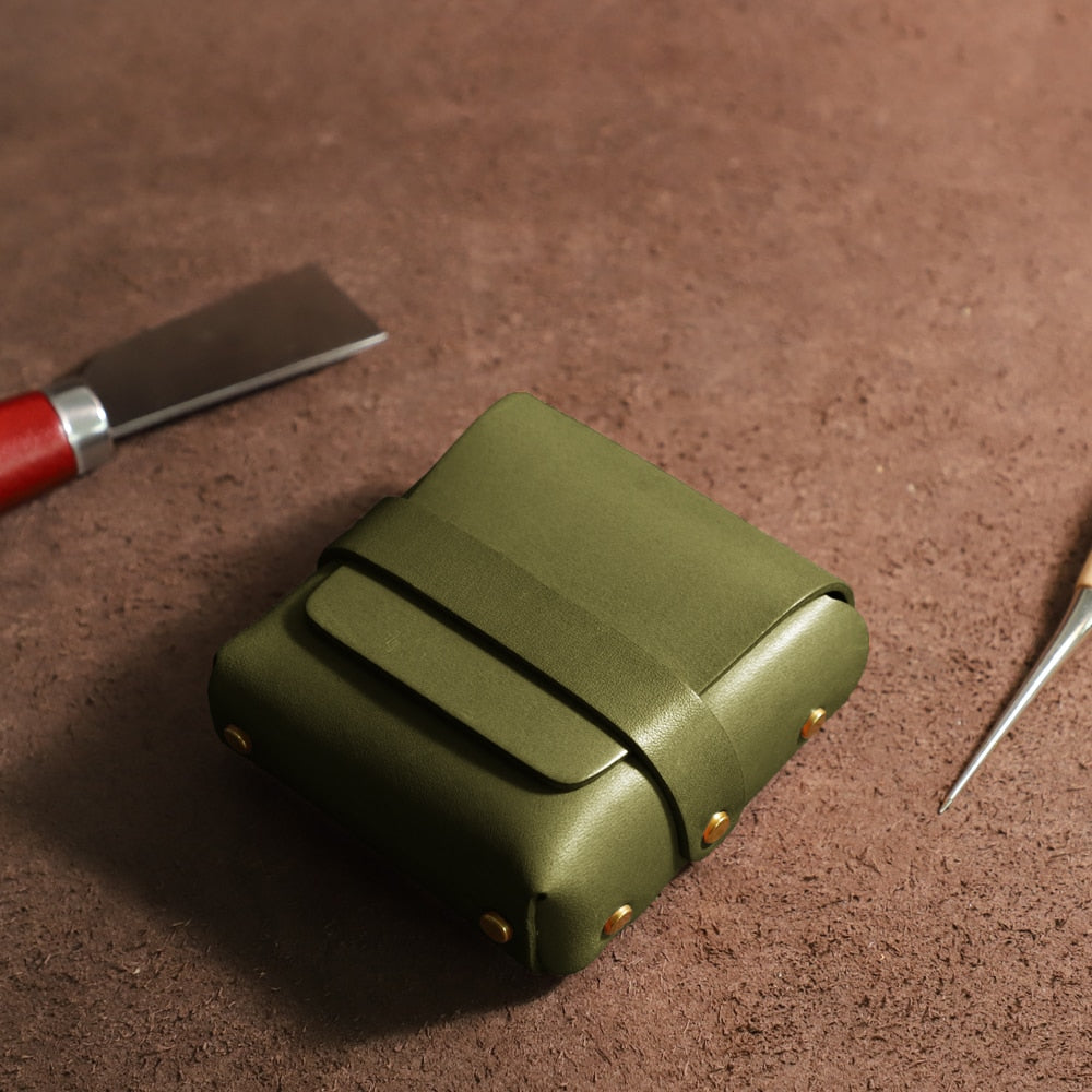 British Style Retro Authentic Leather Mini Makeup Bag