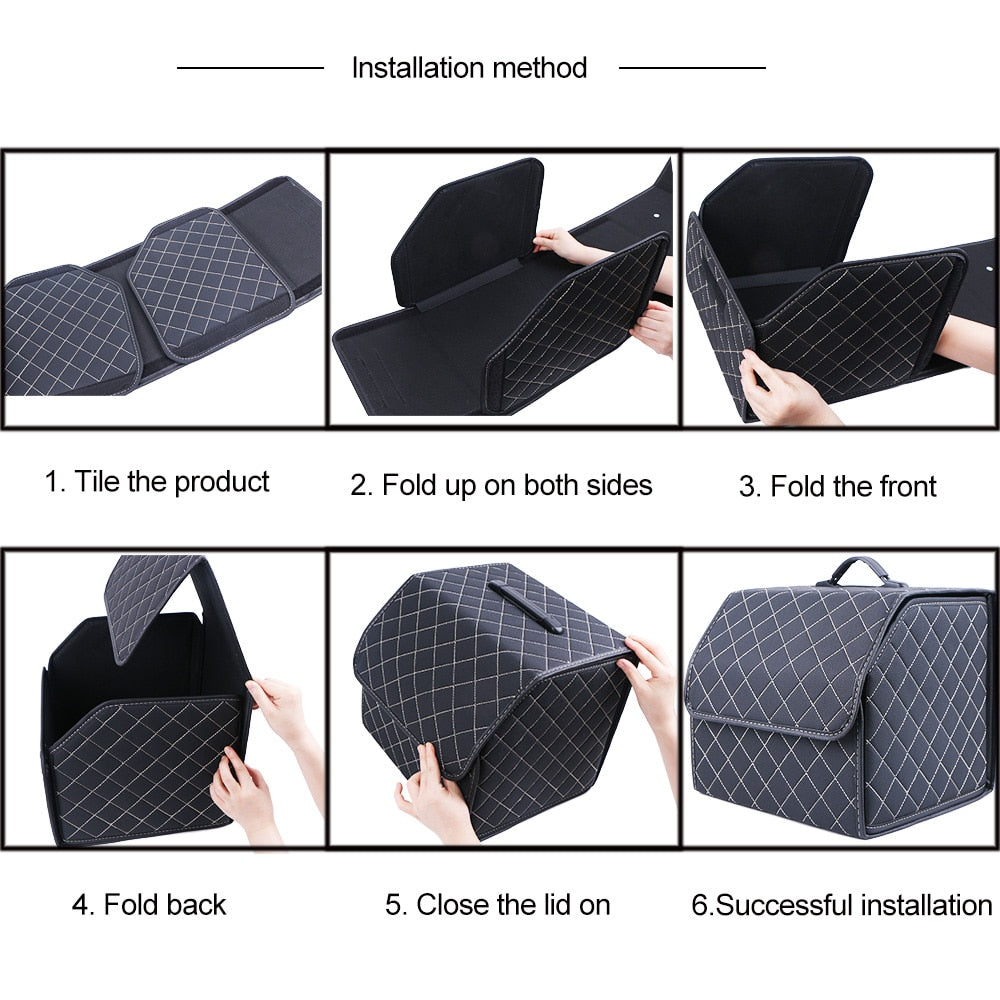Faux Leather Car Trunk Organizer - Stylish, Practical, and Versatile