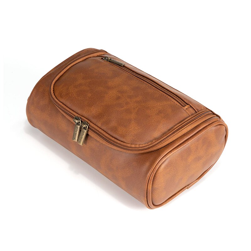 Men's Retro PU Leather Travel Toiletry Bag