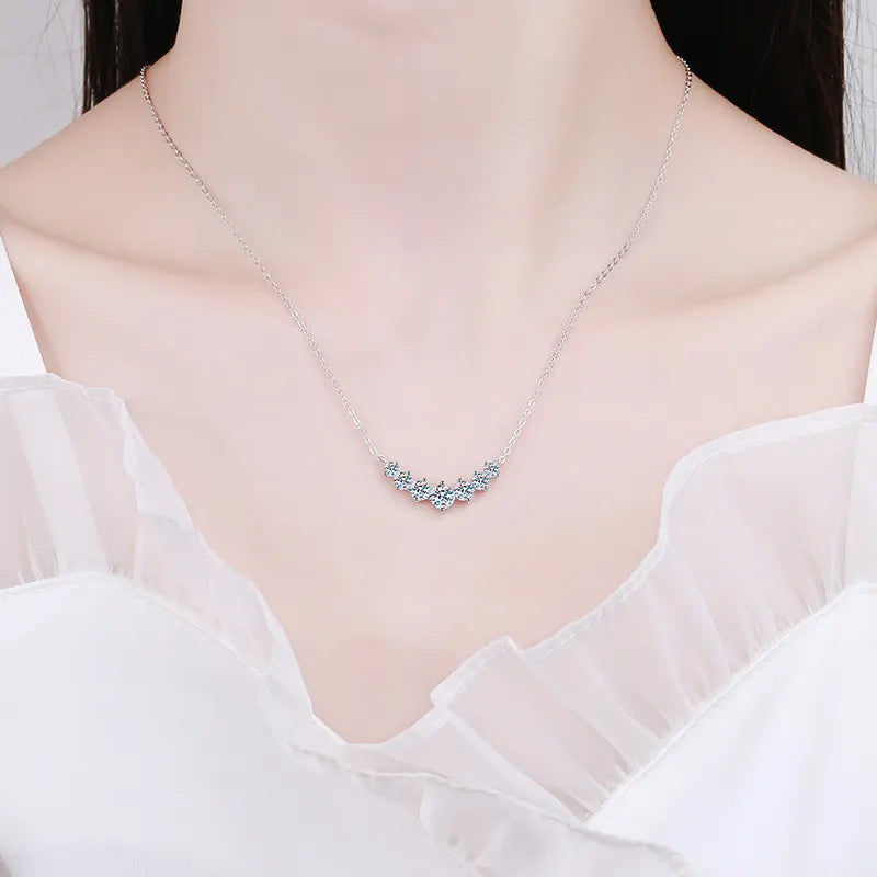 Graceful Ascent: Seven Gem Divine Moissanite Necklace
