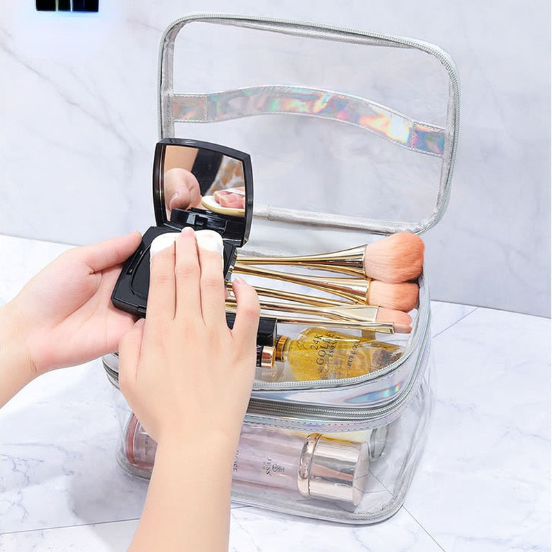 Clear Iridescence Two-Tier Beauty Bag