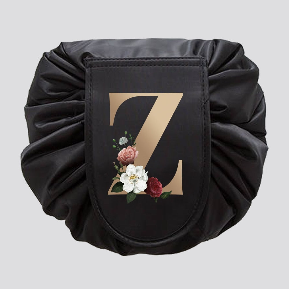 Gold Letter Drawstring Cosmetic Bag