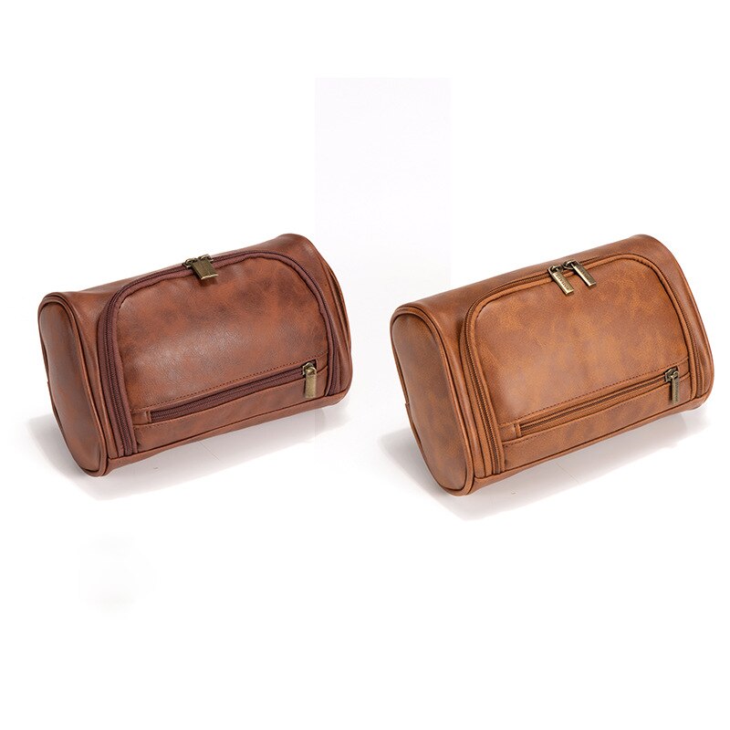 Men's Retro PU Leather Travel Toiletry Bag