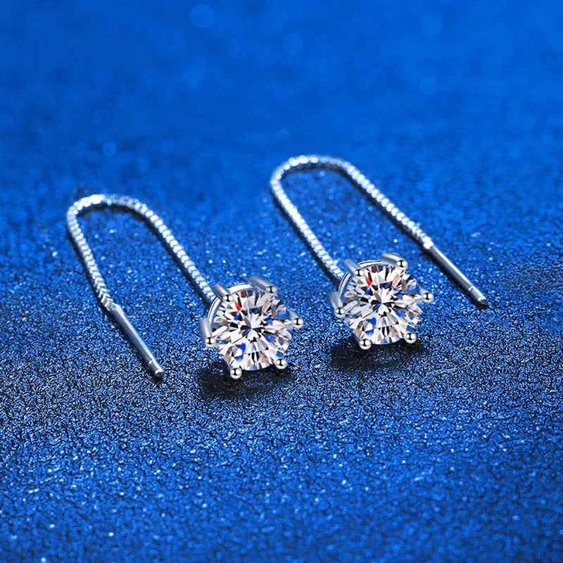 A Drop Of A Bucket: Moissanite Tassel Drop Earrings (1.0/2.0CT D Color)
