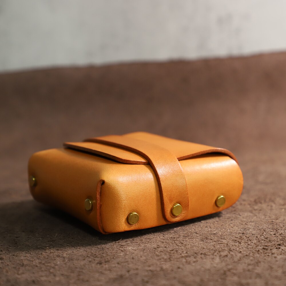 British Style Retro Authentic Leather Mini Makeup Bag