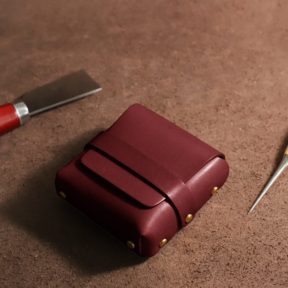 British Style Retro Authentic Leather Mini Makeup Bag
