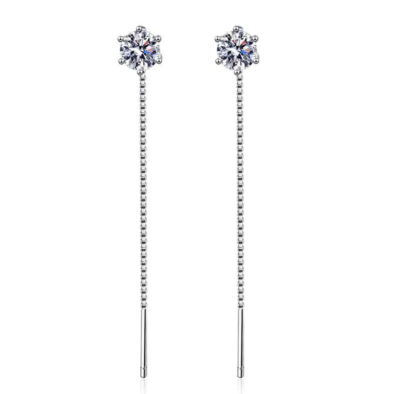 A Drop Of A Bucket: Moissanite Tassel Drop Earrings (1.0/2.0CT D Color)