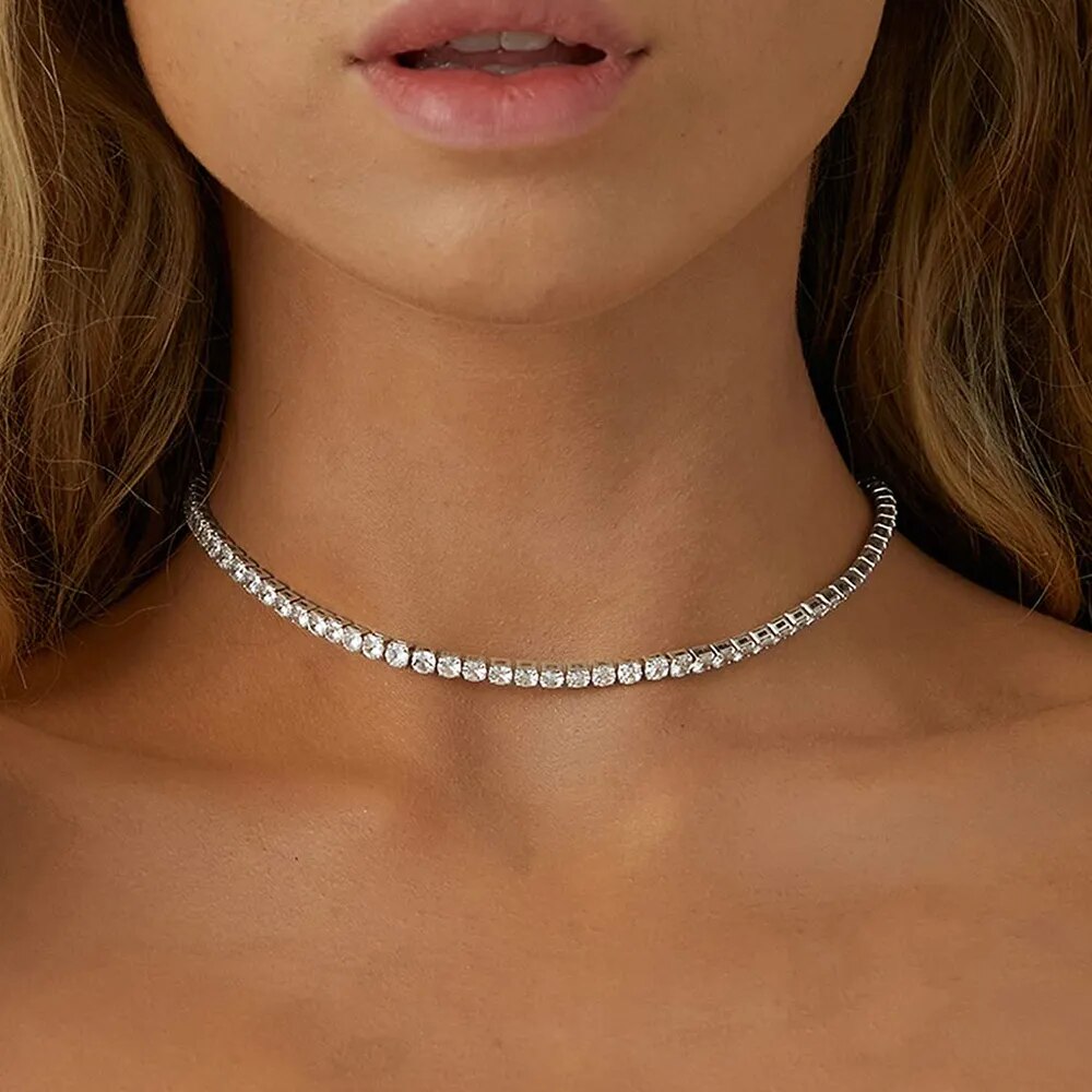 Anointed Grace 18K White Gold Tennis Necklace - High Carbon Diamond Elegance
