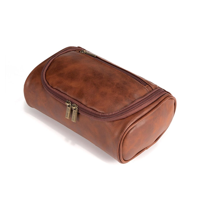 Men's Retro PU Leather Travel Toiletry Bag