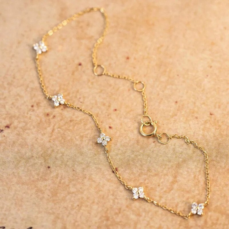 Divine Blossom Bracelet - 925 Sterling Silver & 18k Gold Zircon
