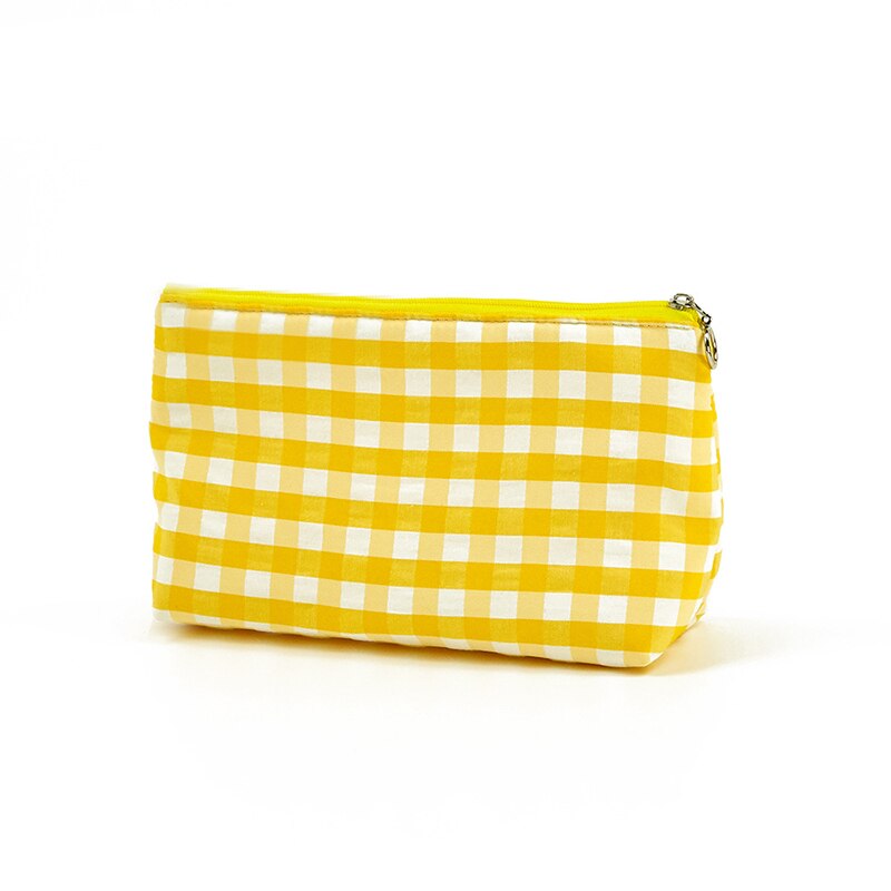 Organic Cotton Checkered Cosmetic Bag