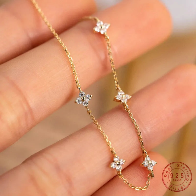 Divine Blossom Bracelet - 925 Sterling Silver & 18k Gold Zircon