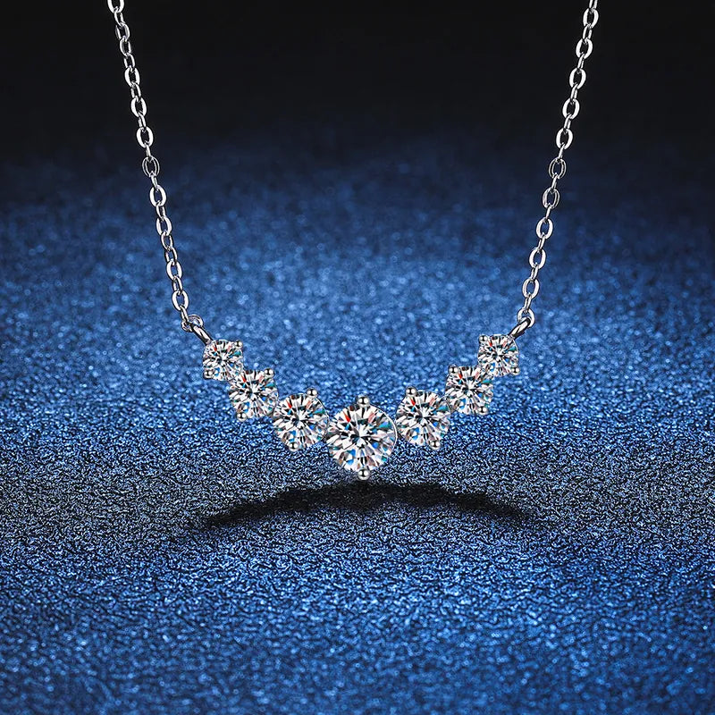 Graceful Ascent: Seven Gem Divine Moissanite Necklace