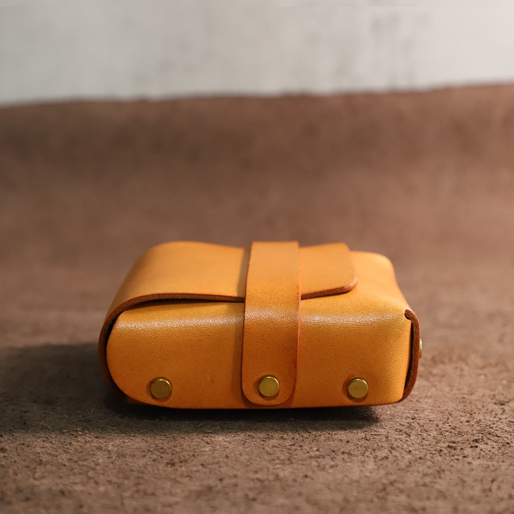 British Style Retro Authentic Leather Mini Makeup Bag