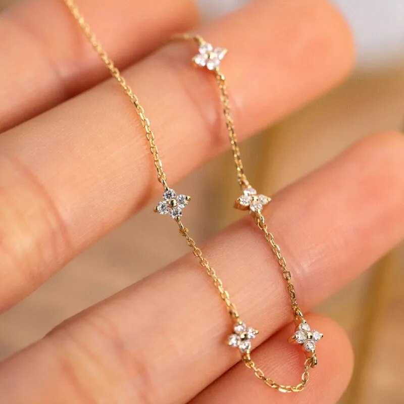 Divine Blossom Bracelet - 925 Sterling Silver & 18k Gold Zircon