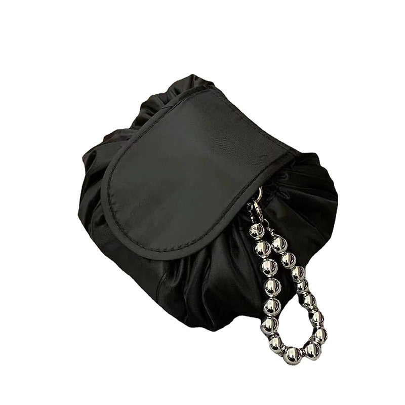 The Classic Drawstring Silver Ball Chain Bag