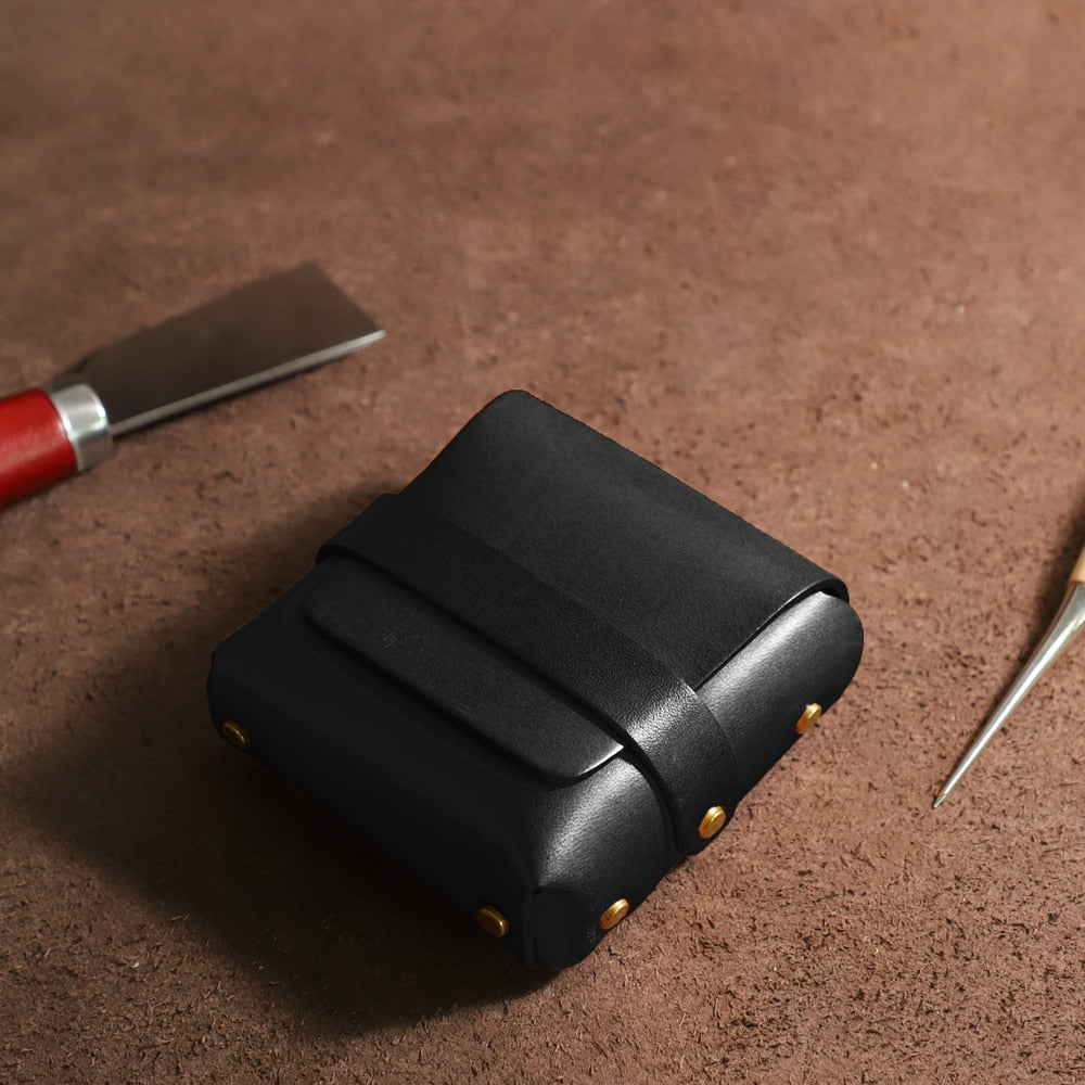British Style Retro Authentic Leather Mini Makeup Bag