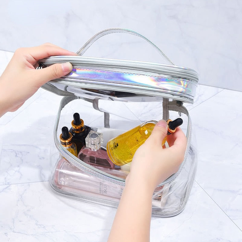 Clear Iridescence Two-Tier Beauty Bag