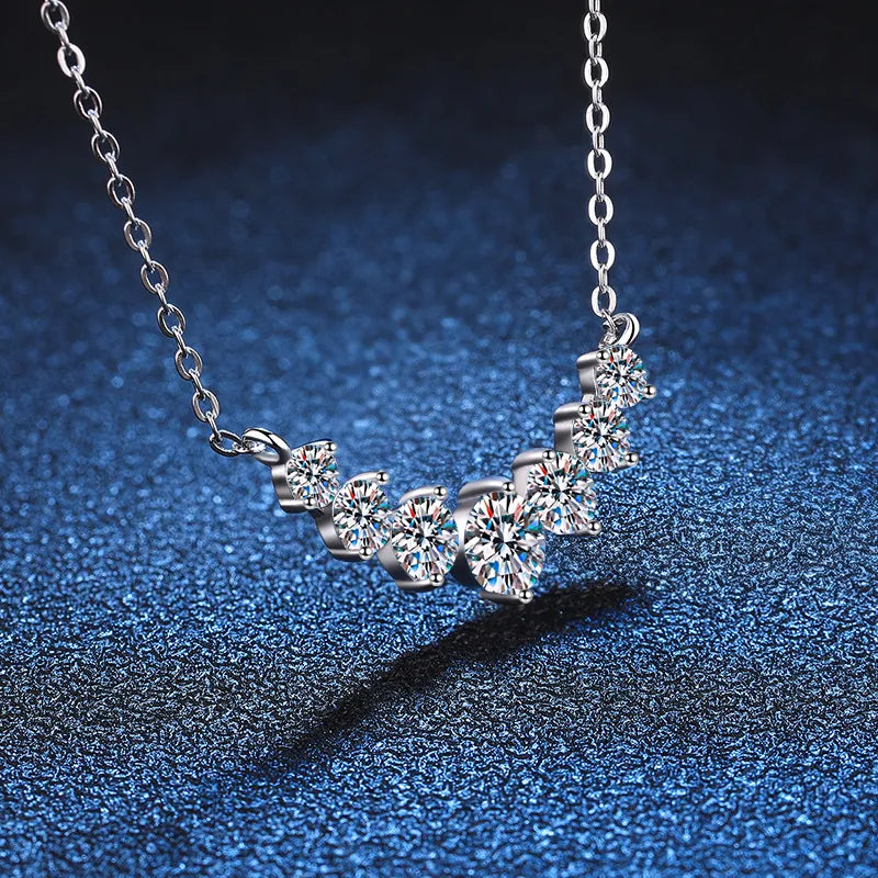 Graceful Ascent: Seven Gem Divine Moissanite Necklace