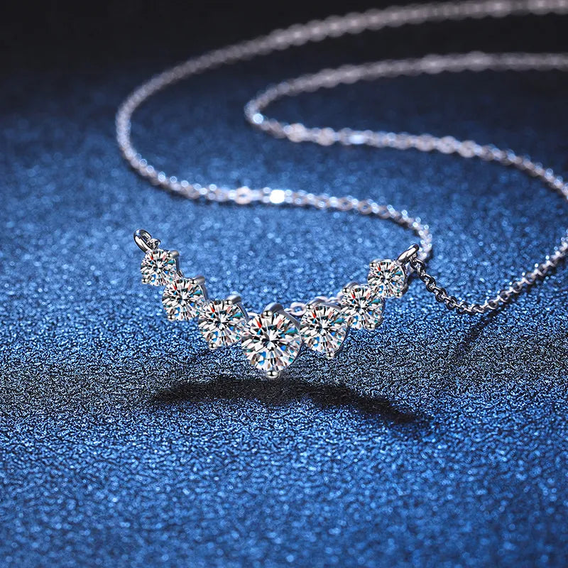 Graceful Ascent: Seven Gem Divine Moissanite Necklace