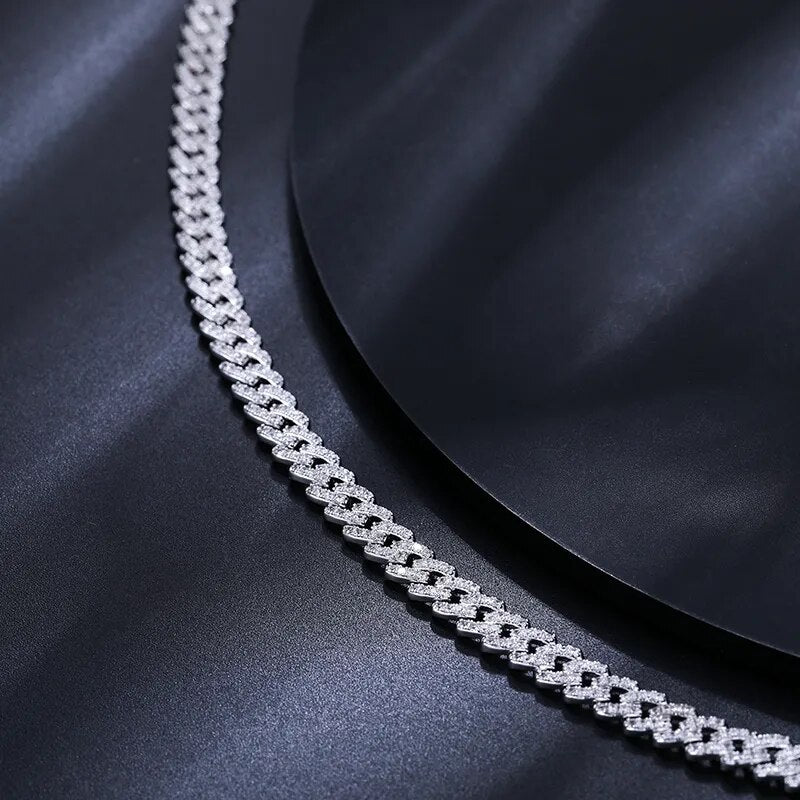 Luxury Brilliance: 925 Sterling Silver Moissanite Diamond Cuban Bracelet