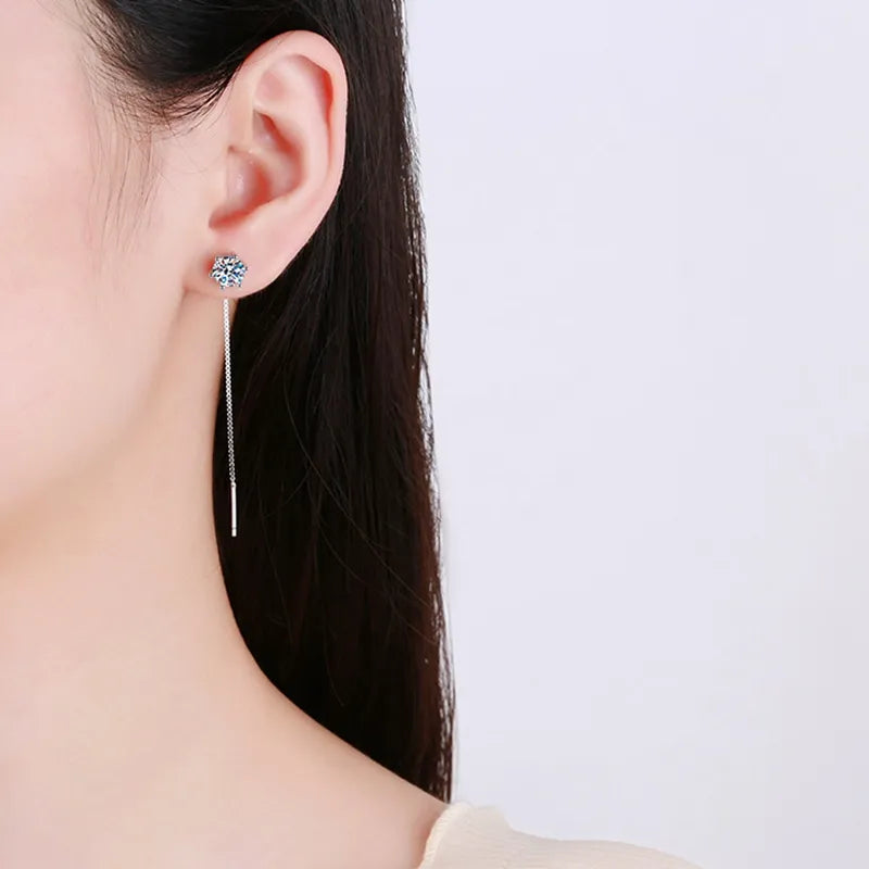 A Drop Of A Bucket: Moissanite Tassel Drop Earrings (1.0/2.0CT D Color)