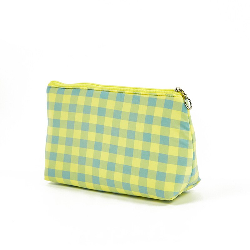 Organic Cotton Checkered Cosmetic Bag