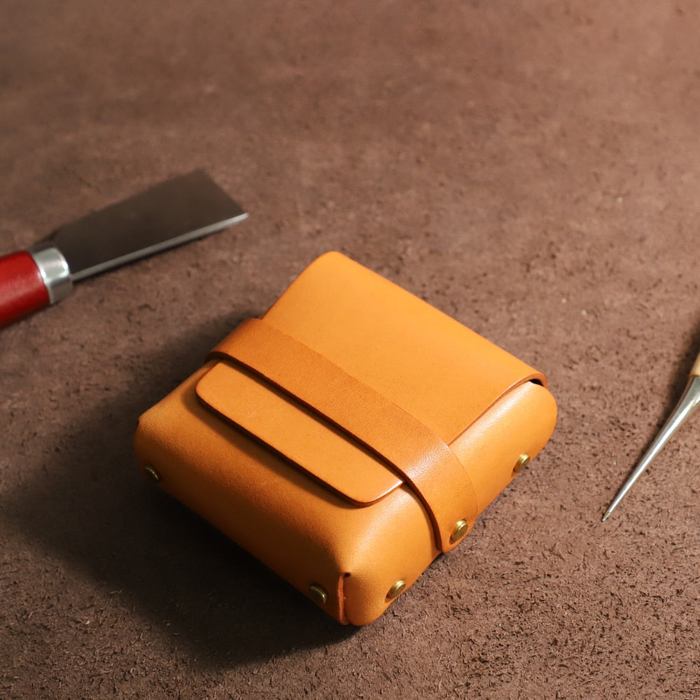 British Style Retro Authentic Leather Mini Makeup Bag