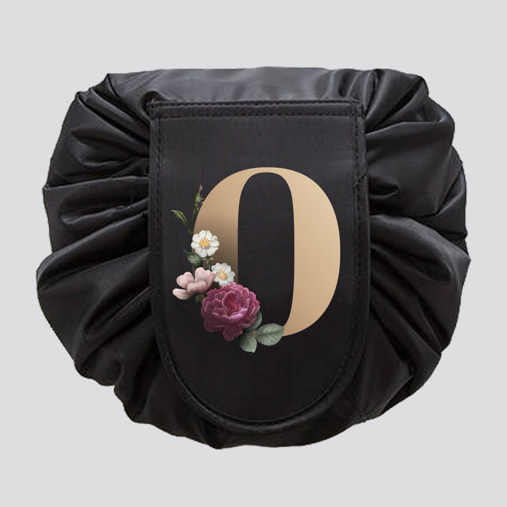 Gold Letter Drawstring Cosmetic Bag