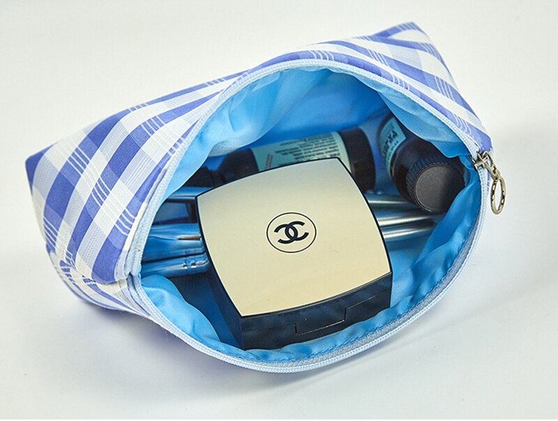 Organic Cotton Checkered Cosmetic Bag
