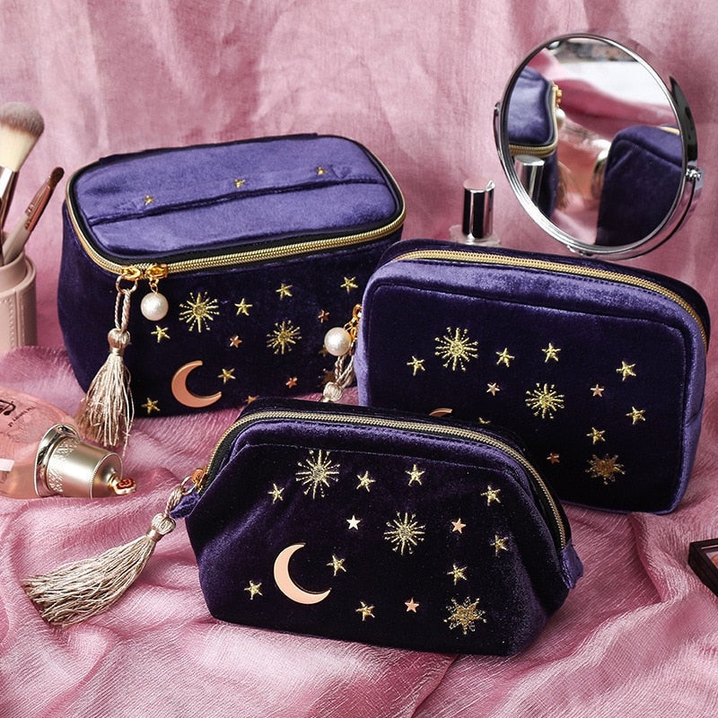 Japanese-Inspired Indigo Cosmetic Bag Set