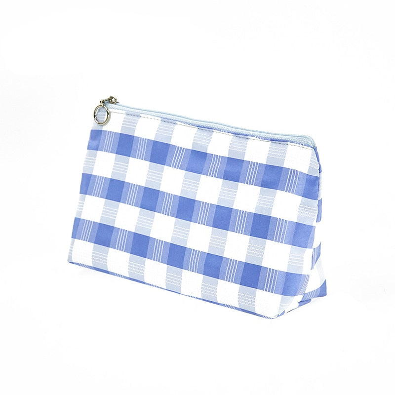 Organic Cotton Checkered Cosmetic Bag
