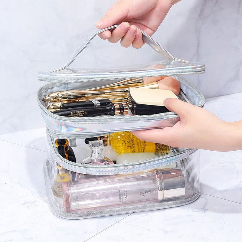 Clear Iridescence Two-Tier Beauty Bag