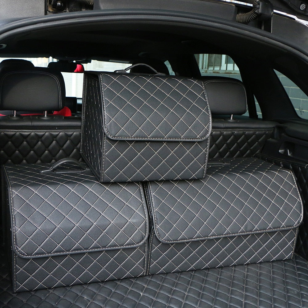 Faux Leather Car Trunk Organizer - Stylish, Practical, and Versatile
