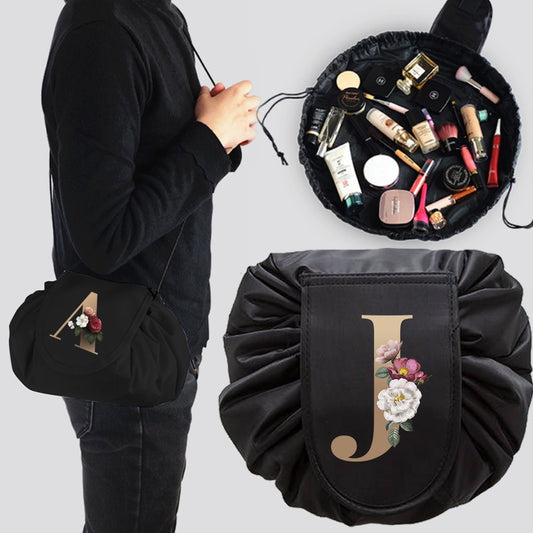 Gold Letter Drawstring Cosmetic Bag