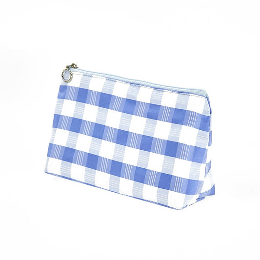 Organic Cotton Checkered Cosmetic Bag